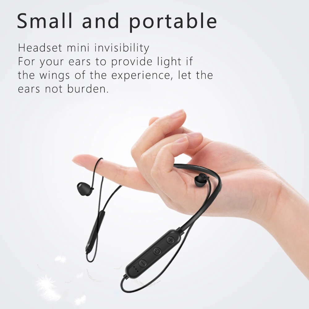 Wireless V5.0 Bluetooth Sleeping Earphone Soft Silicone Stereo Sports Earbuds Hanging Neck Headset Noise Cancel Halter movement