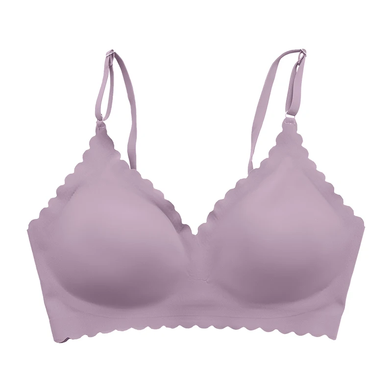 Hot Sale Comfy Bra WireFree Padded Wavy Edge Korea Laser Cutting Invisible Yoga Wear Ladies Bra Seamless Women Bra 6