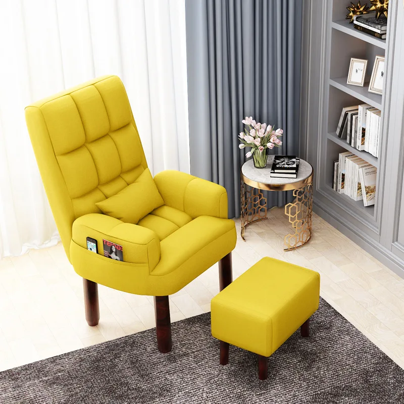 Backrest Chair 5 Gears Adjustable Sofa Chiar Stable Living Room Furniture Relax Recliner Lazy Sofa Lounge Chair with Wooden Leg sofa chair