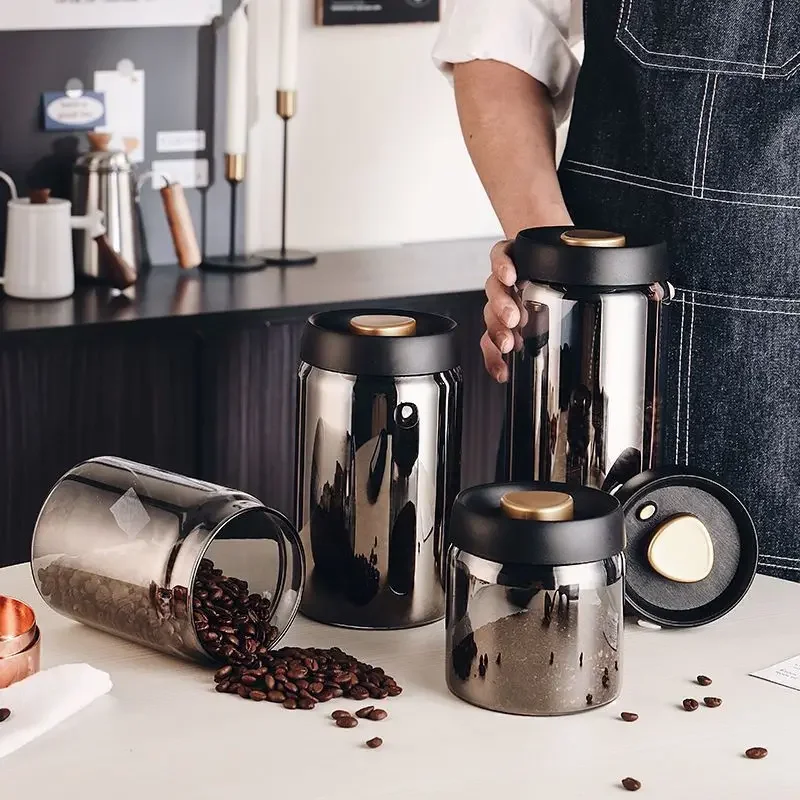 Coffee Beans Vacuum Sealed Jug Protect From Light Container Glass Airtight Canister Food Grains Candy Moisture-proof Storage Jar