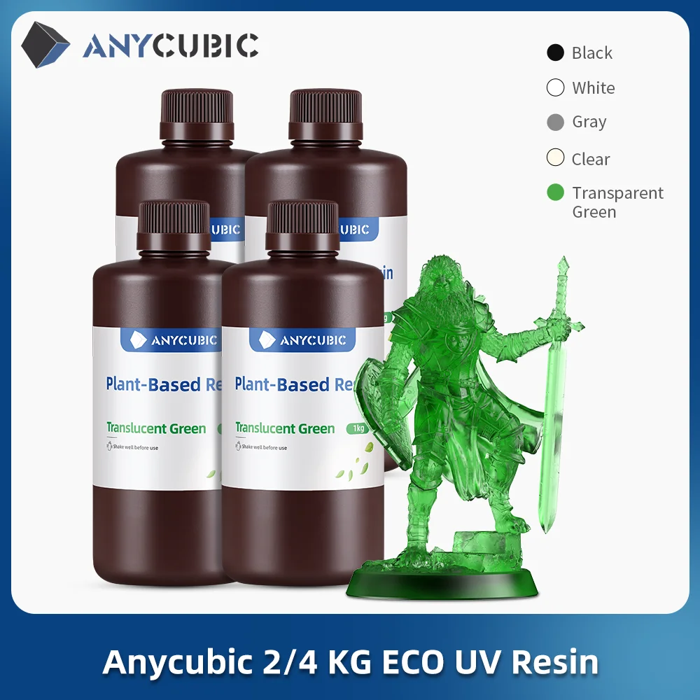 3D Printing Resin ANYCUBIC Plant-based 405nm UV Resin 2kg 4kg For Photon Mono LCD 3D Printer Without Nasty Chemicals Liquid 3D Printing Materials