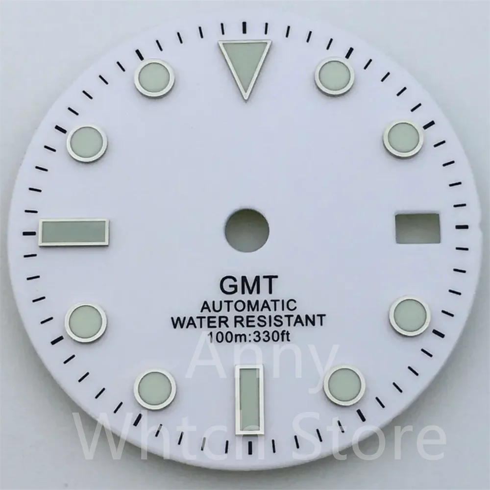 Green Luminous GMT Watch Dial with Four Hands - Premium 29mm Replacement Part