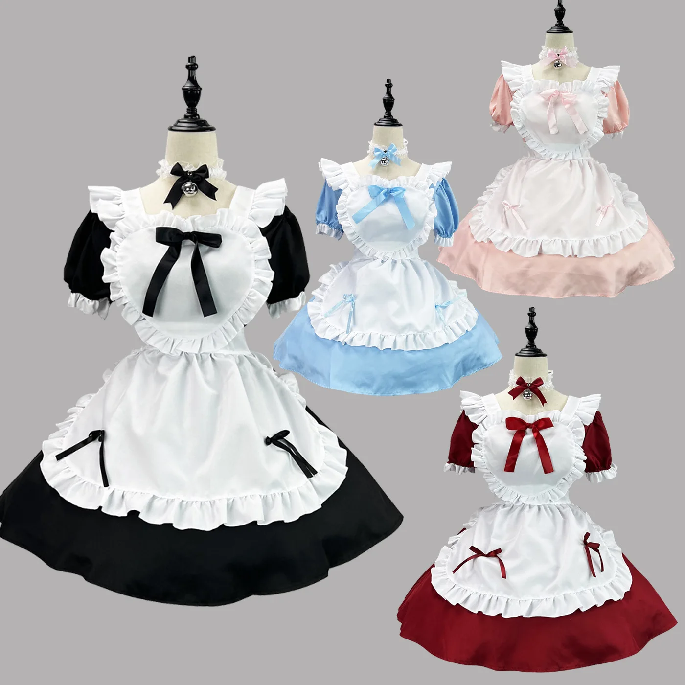 

Anime Cute Heart Lolita Maid Cosplay Costume Cat Girl Maid Dress 4Colors Alice Dress Trending Girls Maid Party Costumes S -5XL