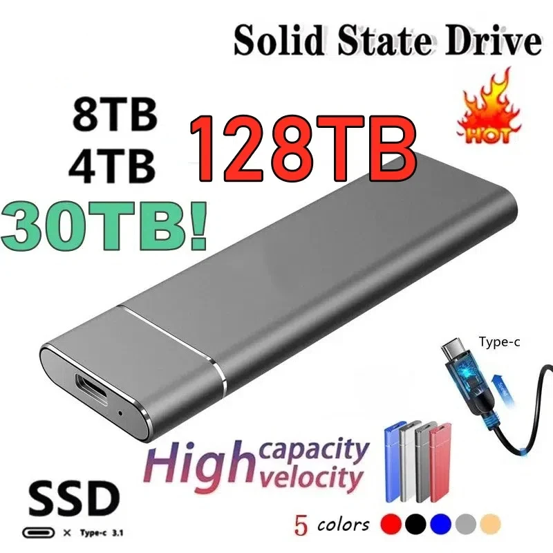 Original 30TB 26TB 18TB 10TB 4TB High-Speed Hard Disk External Mobile Hard Disk USB 3.1/Type-C Interface Mass Storage For Portable Hard Drive Hard Disk