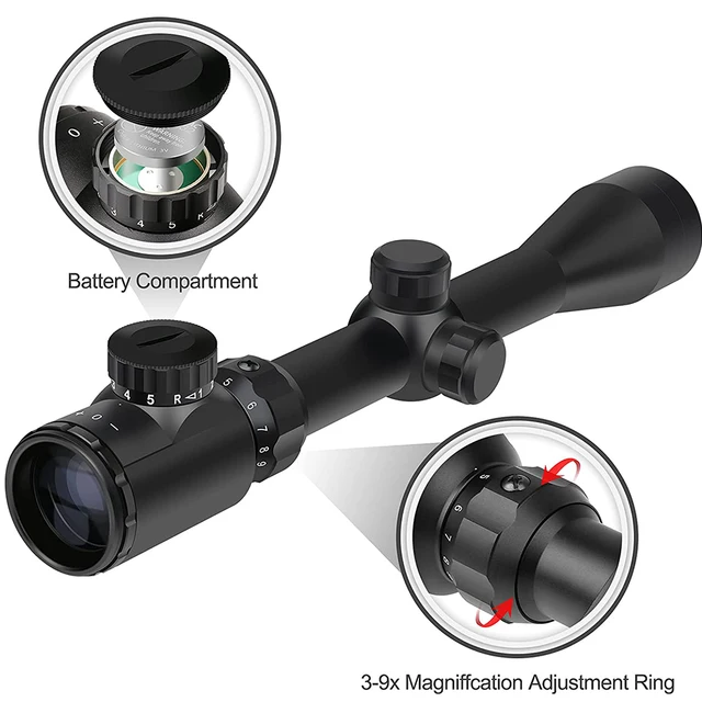 3-9x40 Hunting Riflescope Optical Scope Green Red Illuminated 11/20mm Rail for Air Rifle Optics Hunting Airsoft Sniper Scopes 2