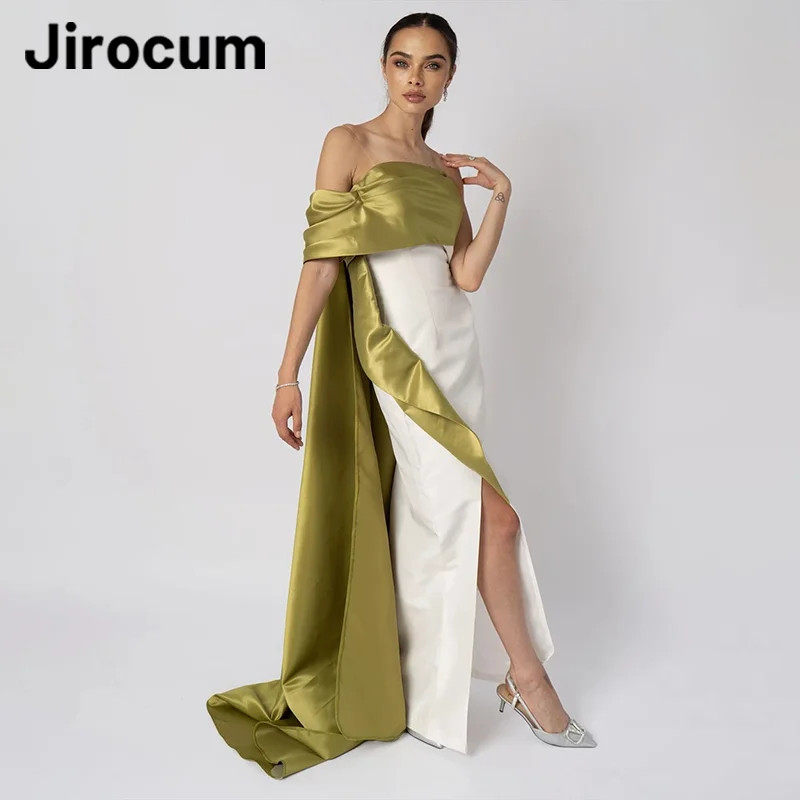 

Jirocum Elegant Mermaid Prom Dress Women's Simple Contrast Color Party Evening Gown Floor Length Side Slit Formal Occasion Gowns