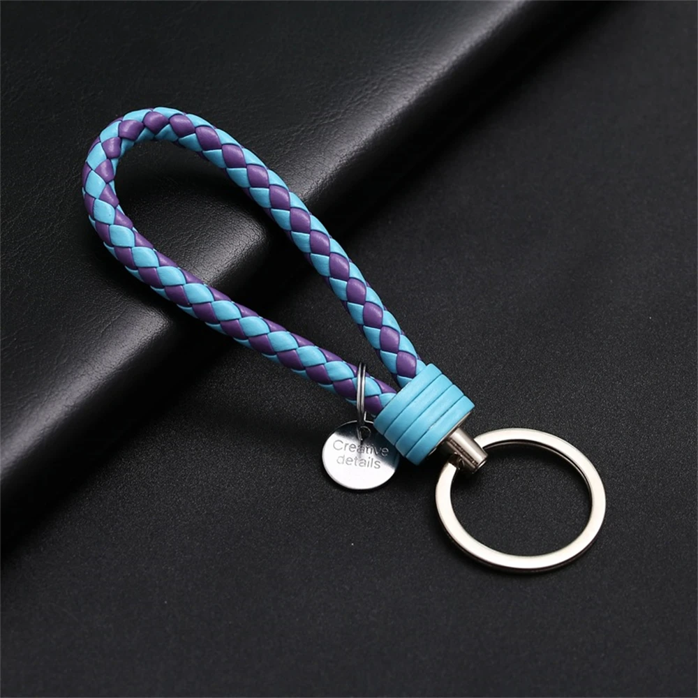 Braided PU Leather Wristlet Keychain Strap - Stylish Accessory