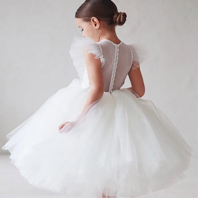 

Flower Girls Dresses With Bow Sash First Communion Dress For Little Kids Party Birthday Dress Toddlers Formal Pageant Gown
