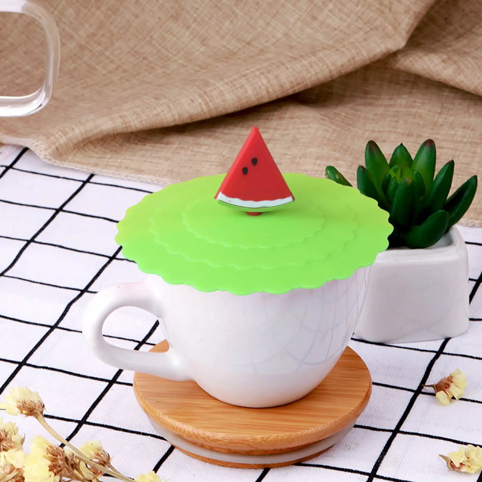 Silicone Cup Lids Cartoon Glass Cup Cover Reusable Anti-Dust Cup Covers for  Mugs Animal Shape Hot Drink Cup Lids 6Pcs