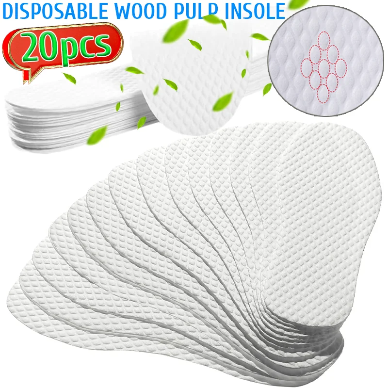 Natural Wood Pulp Disposable Insoles for Summer Light Weight Breathable Unisex Insoles Sweat Absorption Deodorant Shoes Paddings