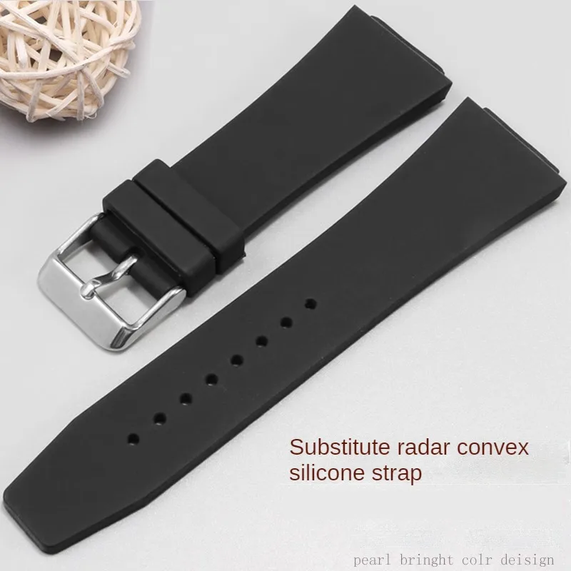 

Водонепроницаемый резиновый ремешок для часов со сменным выпуклым интерфейсом серии радаров, Ультратонкий силиконовый ремешок для часов 24-18 мм