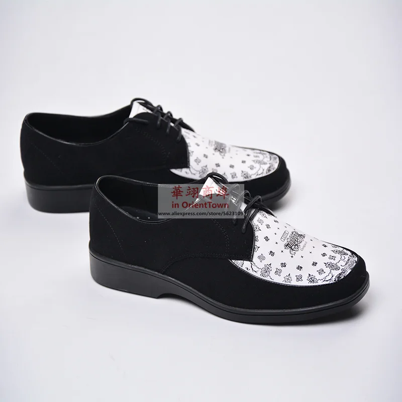 America Popping Trend Cowhide Top Layer Color Blocking Shoe Korea Pop Square Head Rubber Bottom Genuine Leather Hip Hop Shoes 4