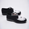 America Popping Trend Cowhide Top Layer Color Blocking Shoe Korea Pop Square Head Rubber Bottom Genuine Leather Hip Hop Shoes 4