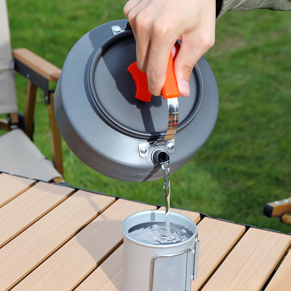 0.8/1.6L Camping Kettle Tea Kettle Aluminum Alloy Coffee Pot Multifunctional Portable Camping Teapot for Fishing Mountaineering