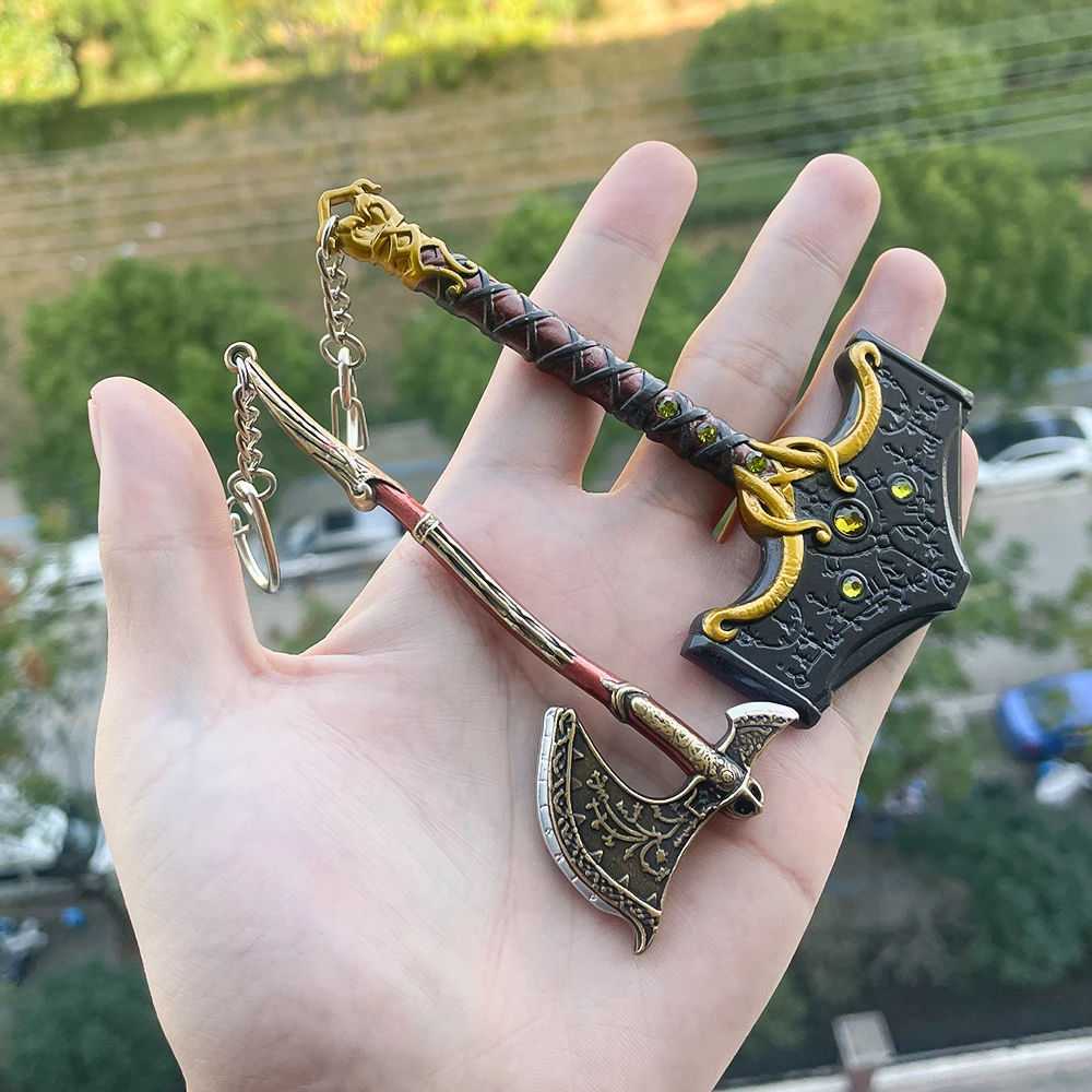 Game God of War Ragnarok Keychains Thor's Hammer Mjolnir Kratos