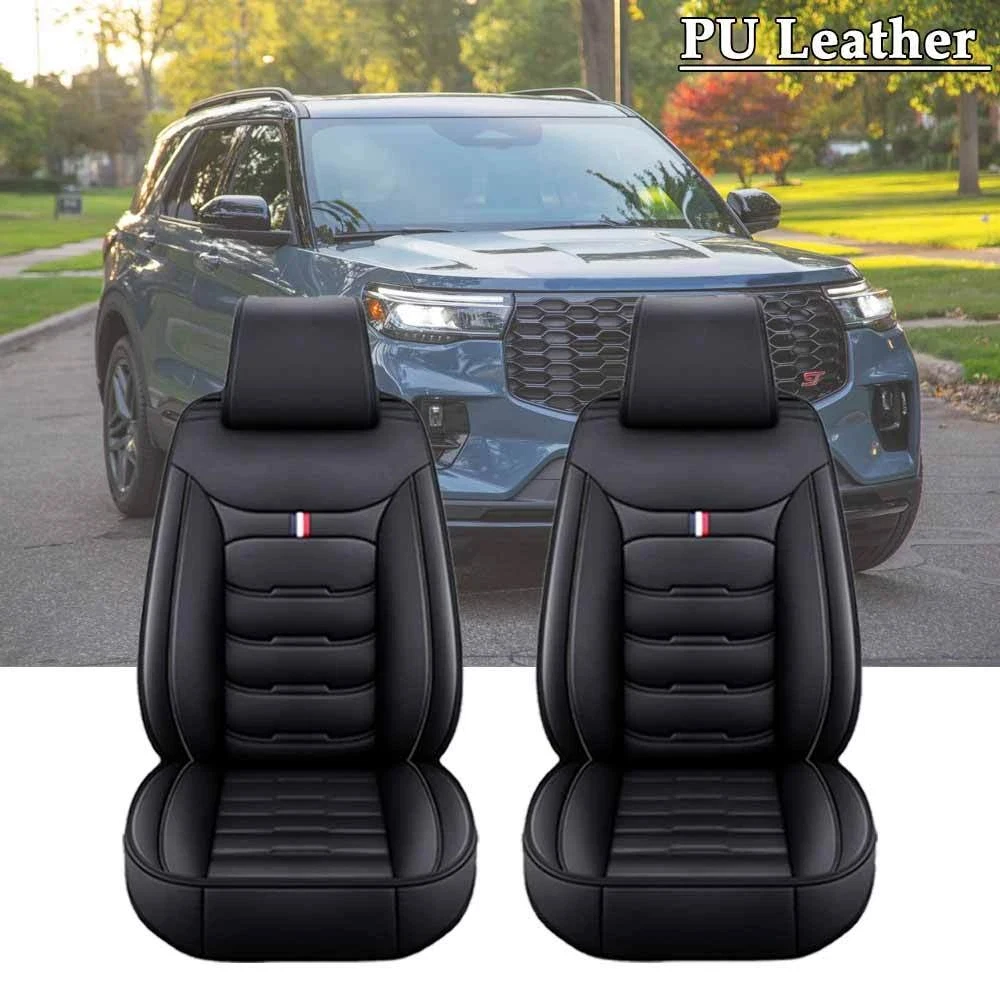 2Pcs Car Seat Covers PU Leather Car Seat Protector Cover Full Set Four Season Universal Auto Seat Cushion Interior Accessories
