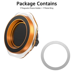 Magnetic Ring Phone Holder for Car Mount - Universal Magnet Phone Mount Accessories with 17mm Ball Head Base (Yellow)