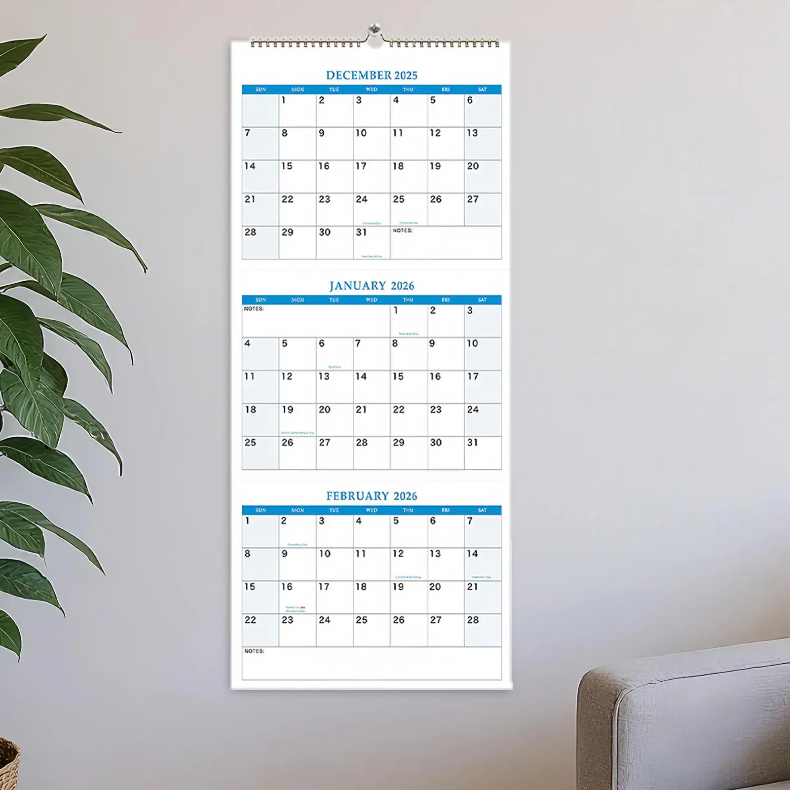 2026 Large Wall Calendar Large Vertical 3 Month Calendar Offices Supplies For Travel Daily Offices Home Refrigerator Workout