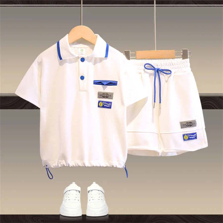 

Short Sleeve Shirts Shorts 2pcs Summer Children Outfits For Baby Boys Clothes Toddler Tracksu 12M -12T Kids Jogging Set