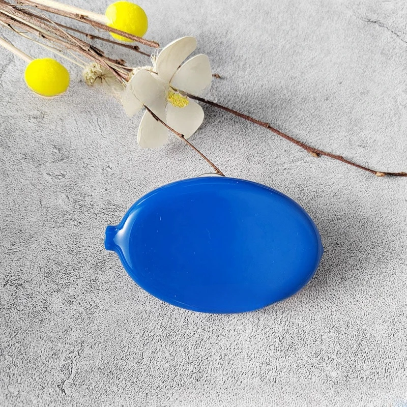 Small Oval Coin Purse Holds Change Mini Coin Purse Holders with Chain Solid Color PVC Fashion Portable Bag for Men Women
