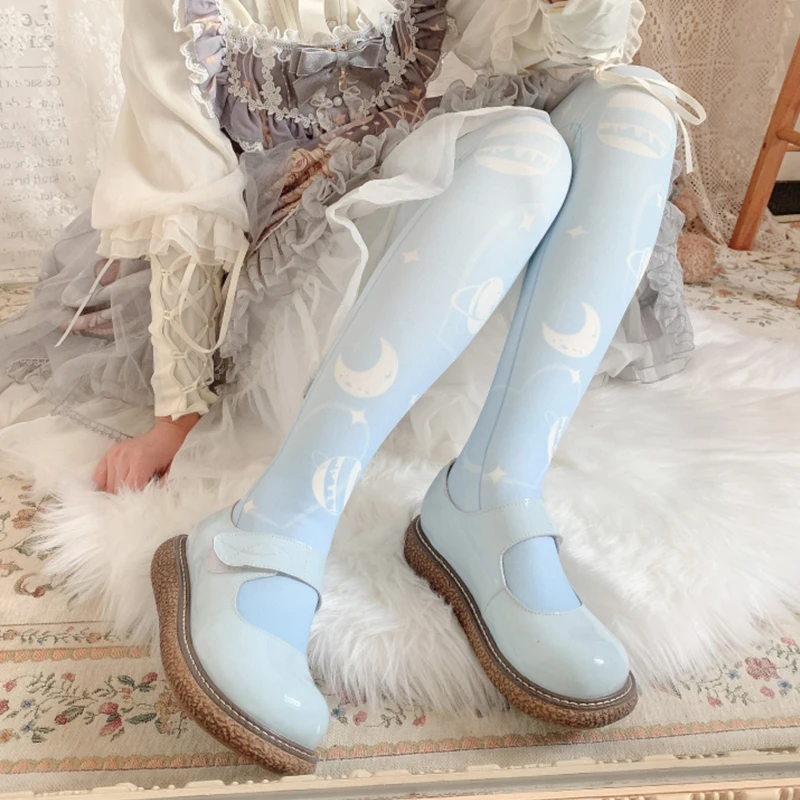 Girl Pink 3d Printed Stockings High Quality Polyester Summer Thin Cosplay Stockings Girl Harajuku Wakai Socks