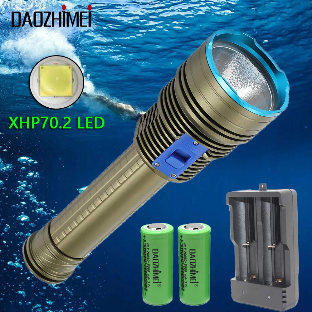Powerful Super bright LED Scuba Diving Flashlight IPX8 Waterproof