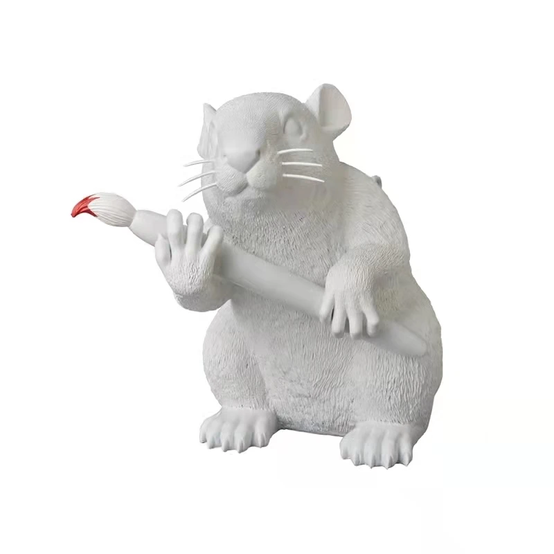 Luxurious Banksy Love Rat Statue, Black and White Rat Mouse Figurine, Street Art, Home Decor Sculpture, Animal Figurines 4