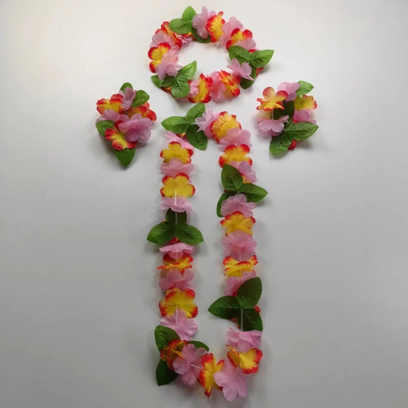 Hawaii Beach Fun 4 teile/satz Künstliche Hawaiianische Blume leis Girlande Halskette DIY Party Decor Dekoration Kostüm Party