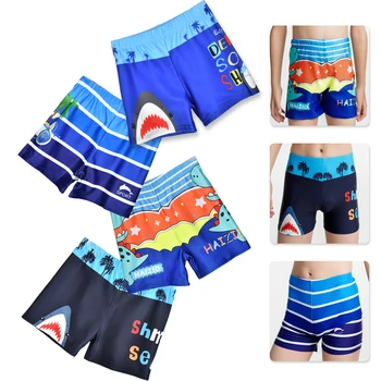 Costume da bagno per ragazzi Pantaloncini da bagno per bambini Boxer da nuoto ad asciugatura rapida Costume da bagno per bambini con stampa squalo dinosauro carino 1