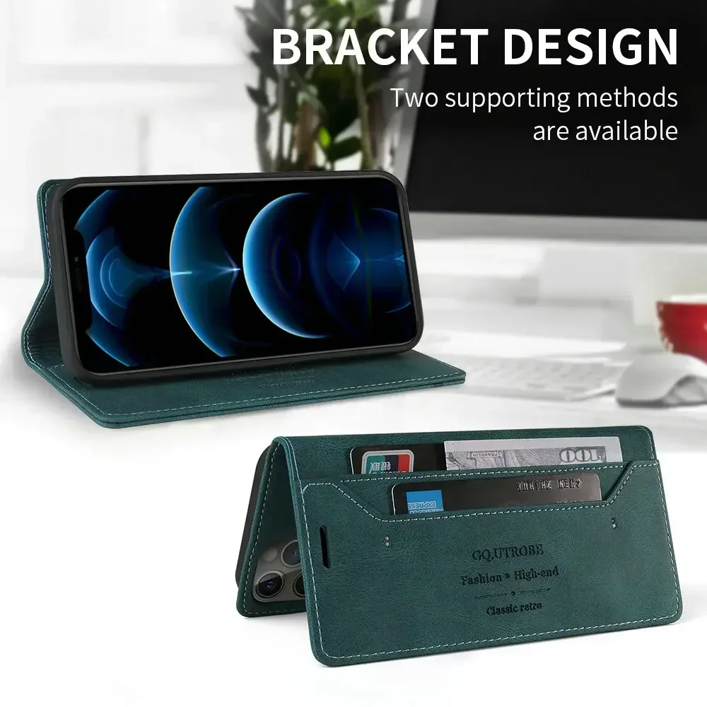 Luxury Leather Texture Wallet RFID Flip Cover