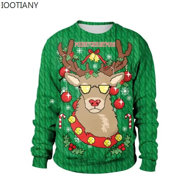 

Men Women Reindeer Ugly Christmas Sweaters Jumpers Tops 3D Funny Printed Xmas Sweatshirt Pullover Autumn Winter Festive Clothing
