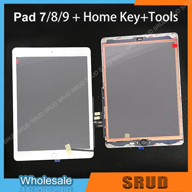 2pcs LCD Touch Digitizer Glass + Home Key For iPad 7 8 Gen 10.2inch A2197 A2270 A2200 Screen Outer Panel Sensor Replacement