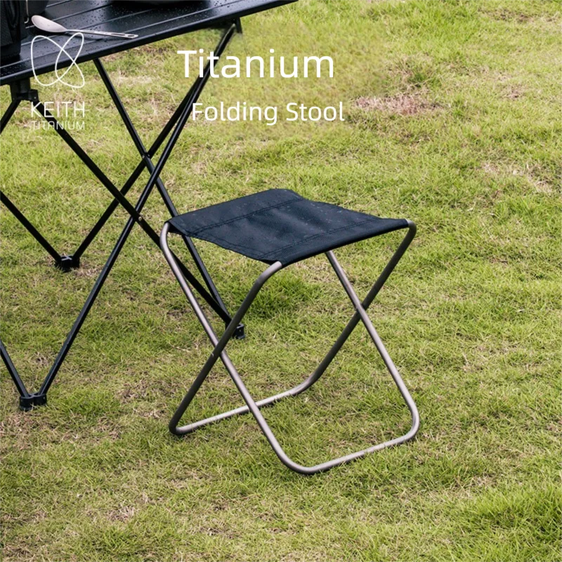 Tabouret de pêche KEITH titane ultraléger 325g - Chaise pliante camping extérieure anti-rouille haute résistance