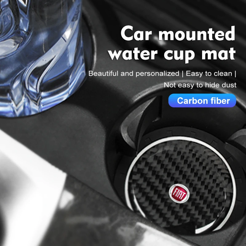 Cup Holder Inserts 2Pcs Car Water Cup Anti-slip Pad Carbon Fiber Holder Mat For Fiat 500 Grande Punto Tipo Stilo Palio Astra Bravo Panda