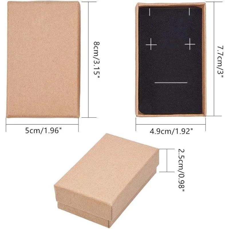18 팩 3.2x2x0.9 인치 목걸이 귀걸이 반지 상자 직사각형 크래프트 골판지 보석 선물 상자