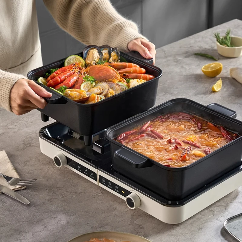 Split Type Foldable Mandarin Hot Pot, Household Multifunctional Electric Cooking Pot, Dormitory Electric Hotpots Multi Cookers
