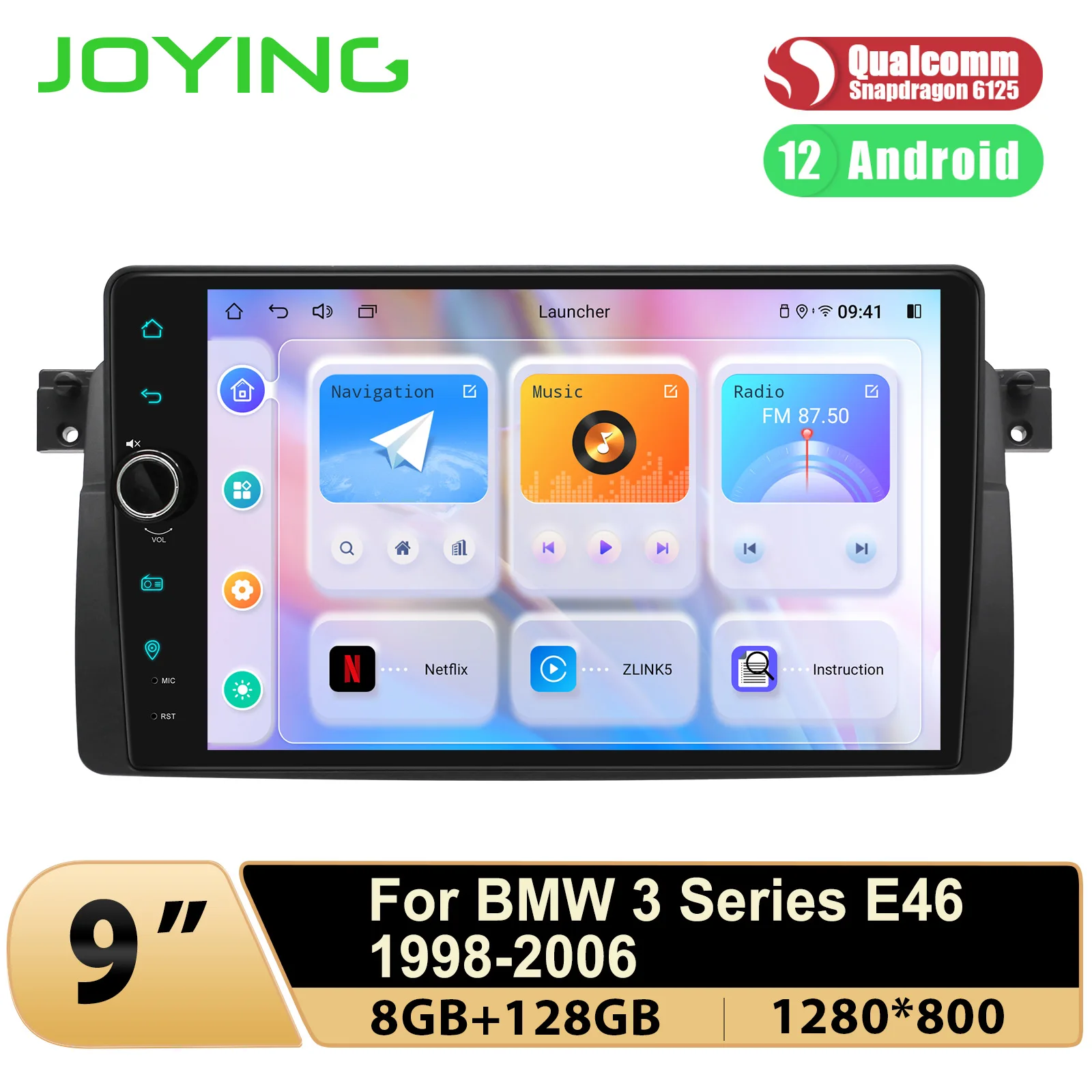 

Joying 9"Android 12 Car Radio Stereo GPS Multimedia System For BMW 3 Series E46 M3 318/320/325/330/335 1998-2006 Plug and Play.