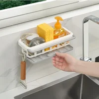 Sponge Holder Kitchen Organizer Dish Drainer Soap Rack Sink Tray Dishcloth Towel Rack Wall Mounted Storage Basket Shelf Kitchen 1