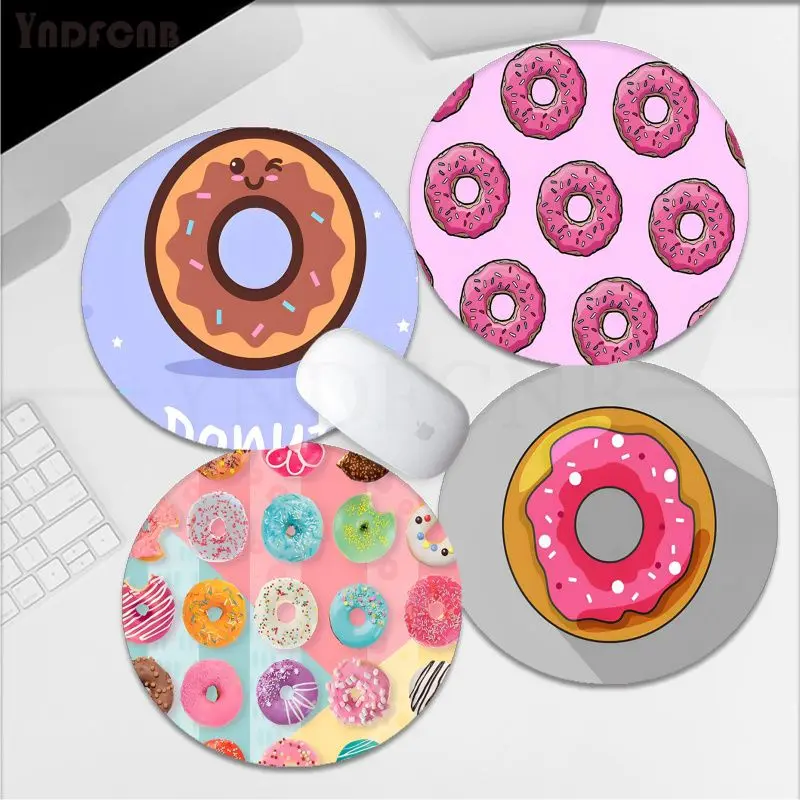 

cartoon Donuts Mousepad Round Custom Skin Desktop Desk Mat Kawaii Gaming Accessories Students Writing Pad Mouse Pad Desk Play