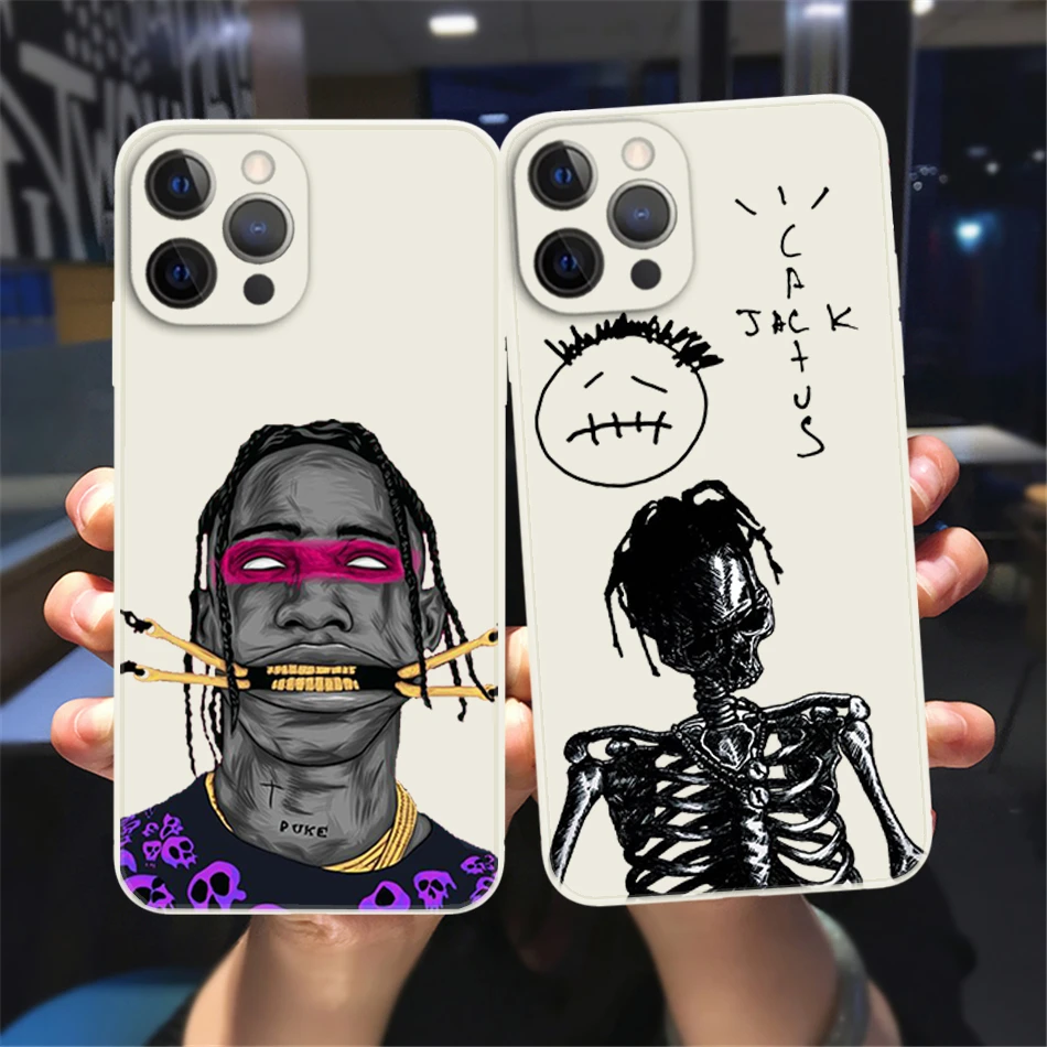 Jackboys Travis Scott Phone Case For iPhone 11 12 13 Pro Max X XR XS MAX X 6s 8 7 Plus 12 13 Mini White Soft Bumper Back Cover 13 pro max case