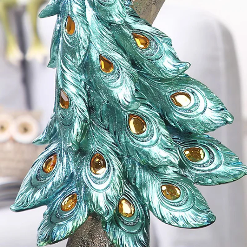 European style Resin Peacock Shape Auspicious Decoration Home Office Living Room TV Cabinet Wine Wedding Housewarming Decor, 1Pc