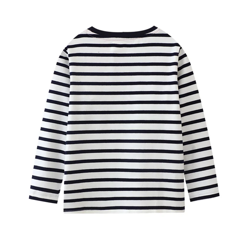 Little maven Autumn Cartoon Excavators Long Sleeves Stripe T-shirt Cotton Tops Boys Kids Clothes Children's Clothing 2