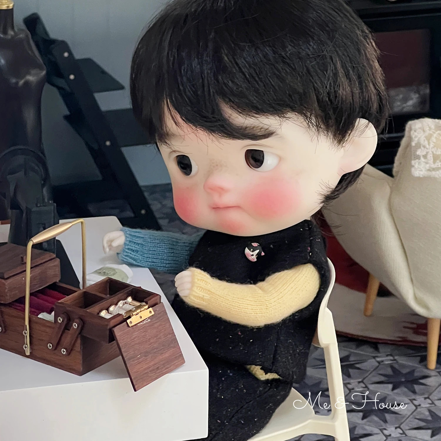 1/6 bjd ob11 miniature dollhouse furniture Mini model  Needle and thread storage box/sewing ornaments 4
