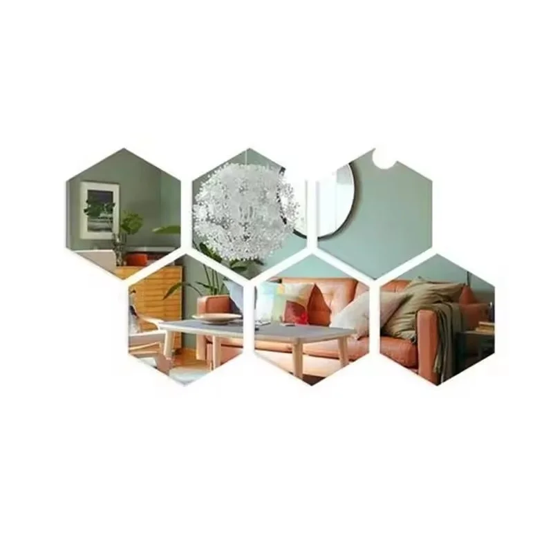 6/12pcs 3D Hexagon Acrylic Mirror Wall Stickers - Self-Adhesive DIY Decor for Living Room, Bedroom, Bathroom & TV Background Sca5418130dc144f88869f48a1a5341adL