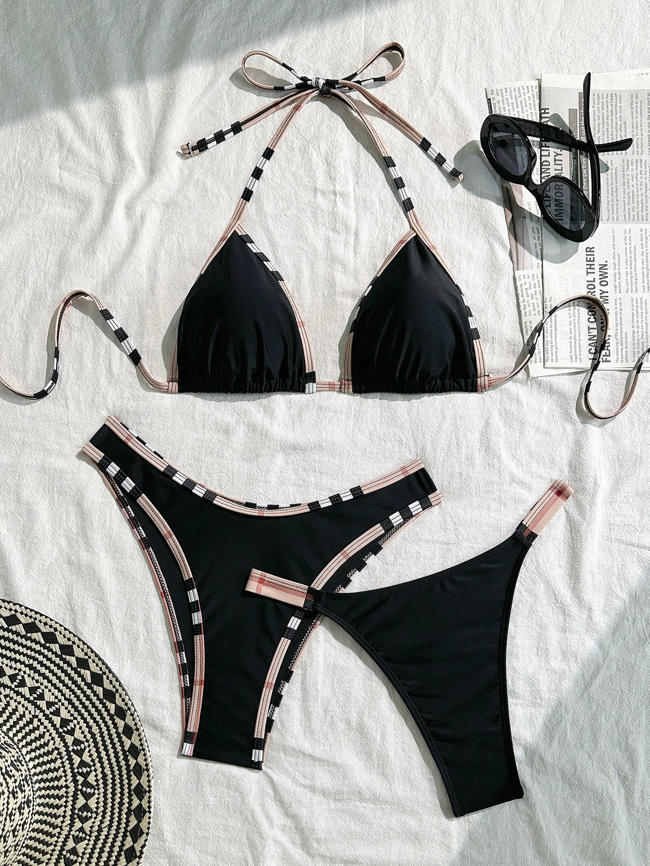 2026 Halter Triangle String Bikinis Swimsuit Women 3 Pieces Sexy Swimwear Female Beachwear Bathers Bathing Swimming Swim Suit