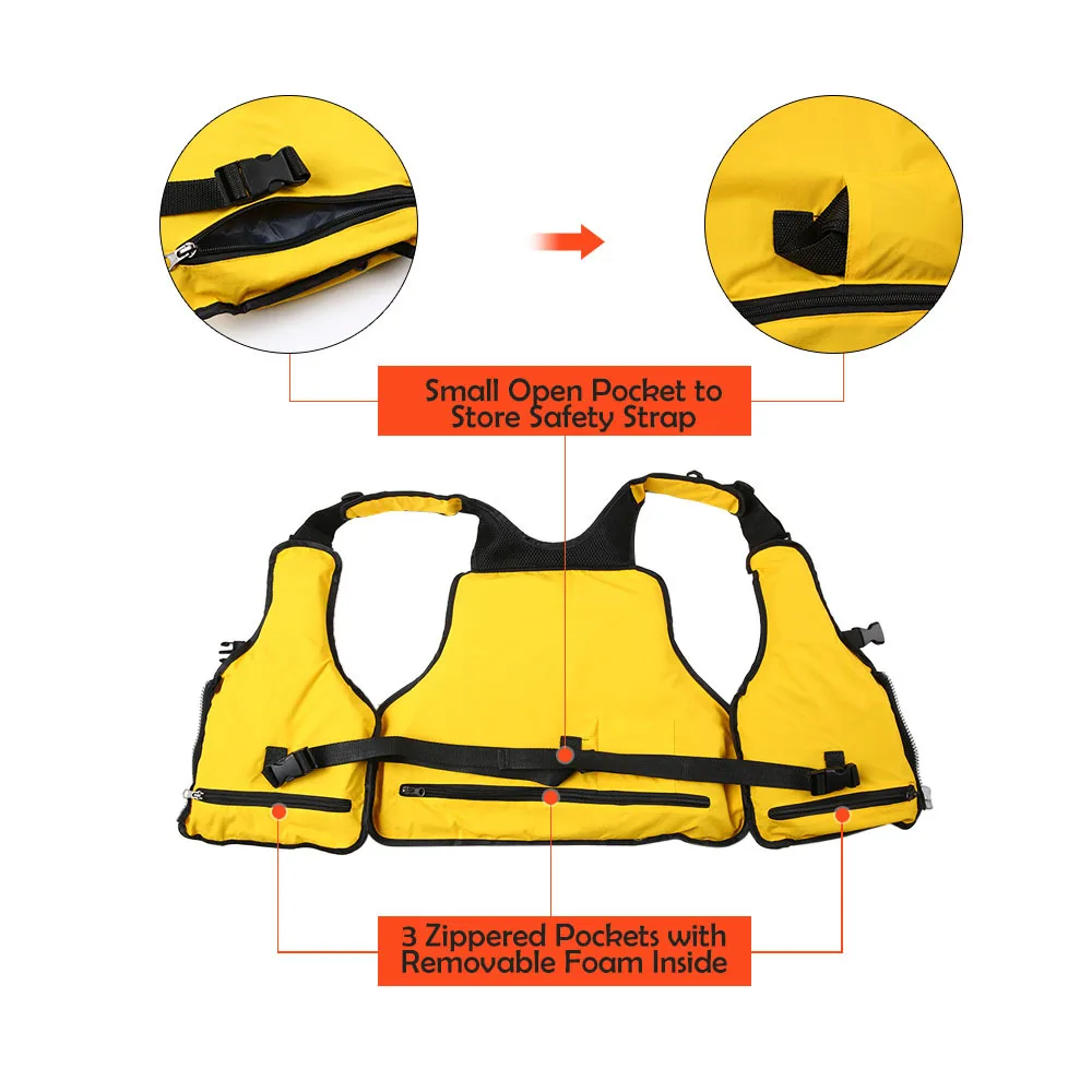Adjustable Fishing Vest Life Jacket and Buoyancy Suit with Multiple Pockets 5