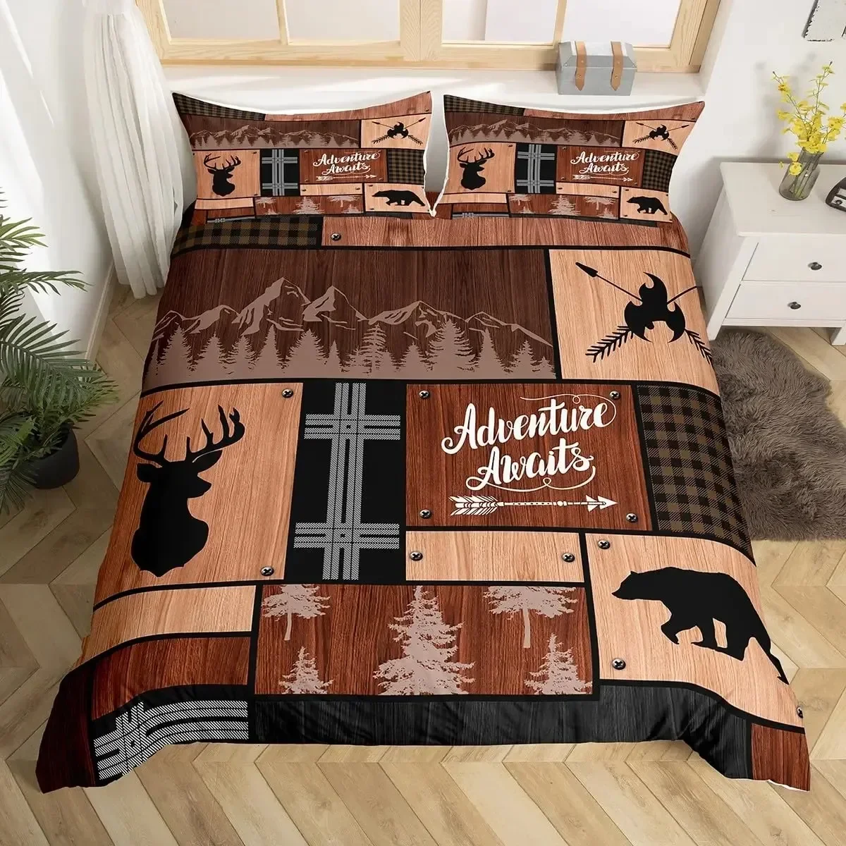 Wild Deer Comforter Sets for Kids Teens, American Flag Camo Bedding Sets Full Size Comforter Sets with 1 Comforter 2 Pillowcase 5