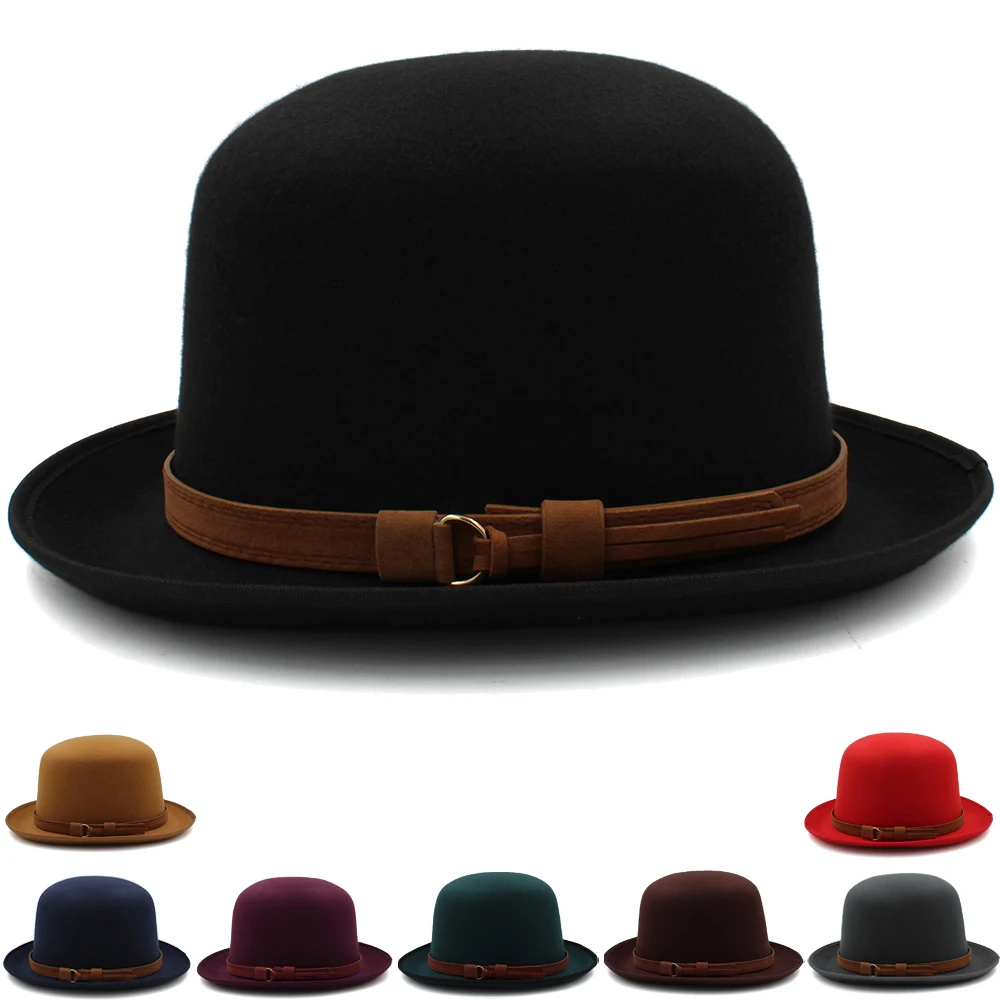 

Men Women Classical Retro Oval Top Woolen Bowler Hats Fedora Caps Trilby Derby Sunhat Travel Party Outdoor Size UK L US 7 3/8