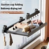 Multifunctional Folding Wall-mounted Clothes Drying Net With Suction Cup Retractable Punch-free Balcony Shelves Hanger Net 6