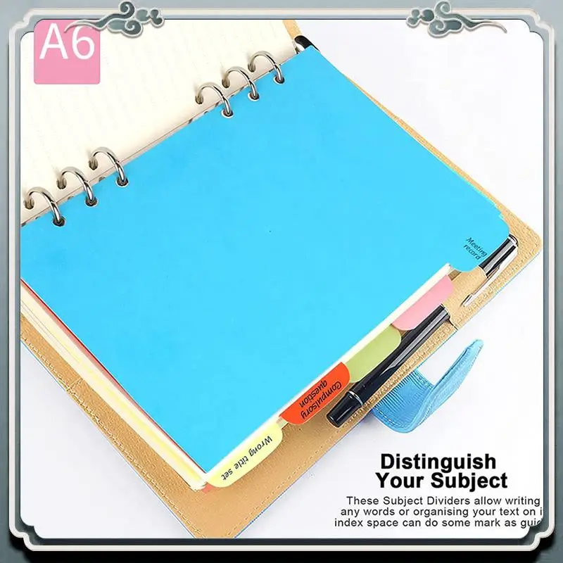 ABIJ-20 세트 A6 주제 분배기 종이 시트, 펀치 파일 카드 분배기, 노트북 삽입 플래너 용 탭 인덱스 분배기